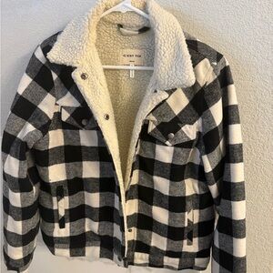 C'est Toi Black and White Plaid Jacket